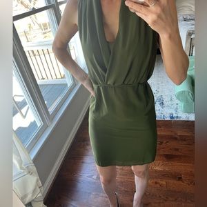 Anna Grace olive green sleeveless cocktail dress